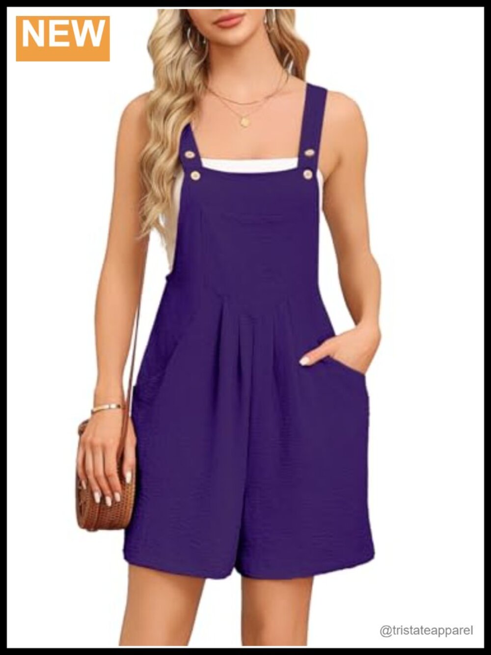 Womens Sleeveless Bib Short Overalls Romper Adjustable Jumpsuit Pockets